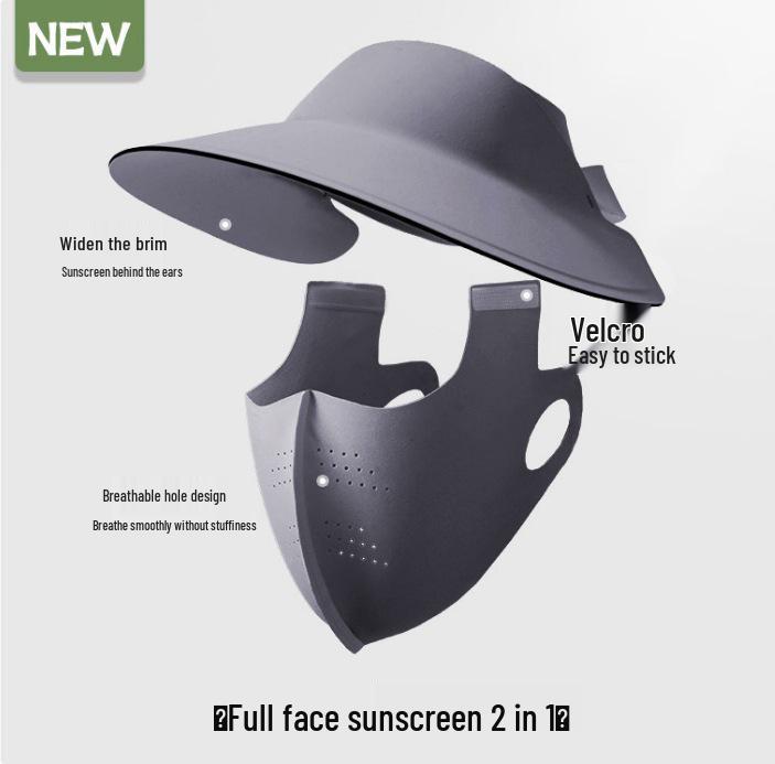 Women's UV Protection Facekini: Removable Ice Silk Mask with Brim, Full Face & Neck Shield.