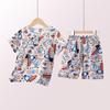 Slim Fit Summer Cotton Silk Pajama Set - Short Sleeve & Shorts for Kids, Boys, Girls- Parent-Child Homewear