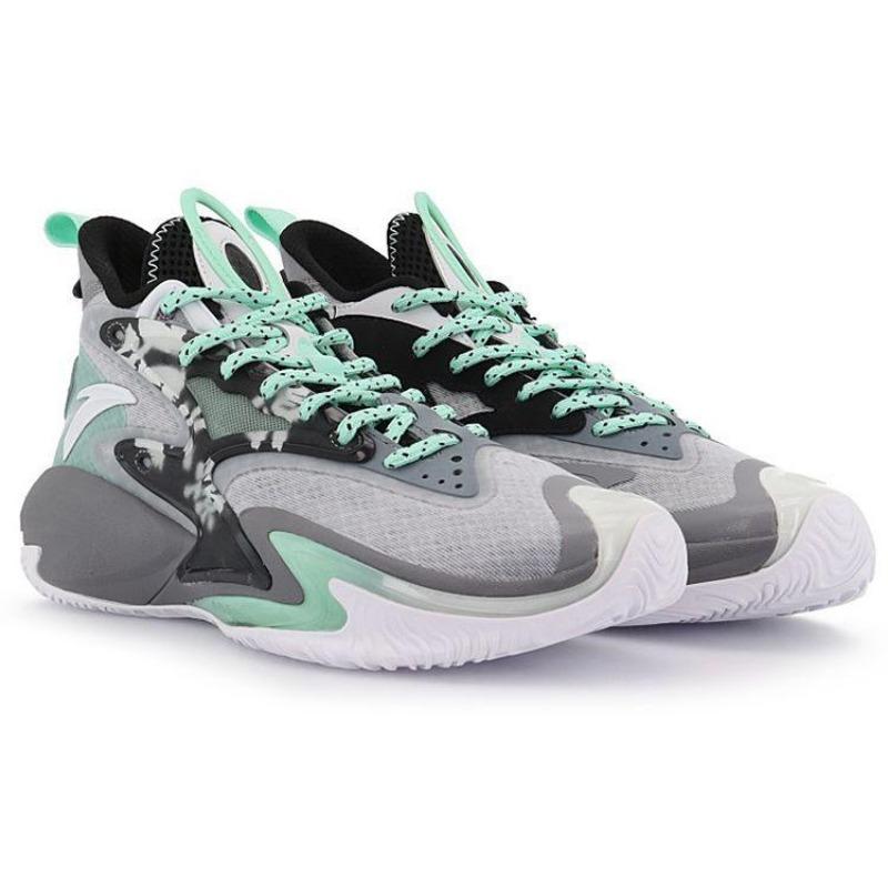 Anta Kong Chao 3 Shock Absorption Non-Slip Wear-Resistant High-Top Basketball Shoes Men Sneakers Black Gray 112131601-5
