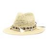 Khaki Womens Summer Hat Panama Sun Hat Hand Knitting Straw Hat Ladies Beach Sombrero Outdoor Male Female Fedora Fashion White