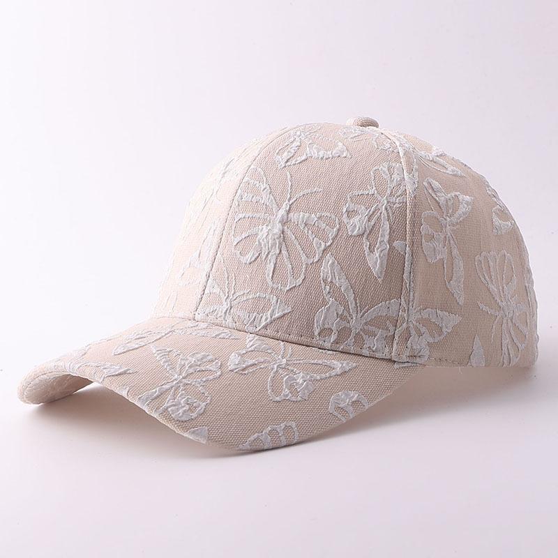 New small fresh sticker butterfly baseball cap women's European and American fashion fine diamond printing sunshade cap
