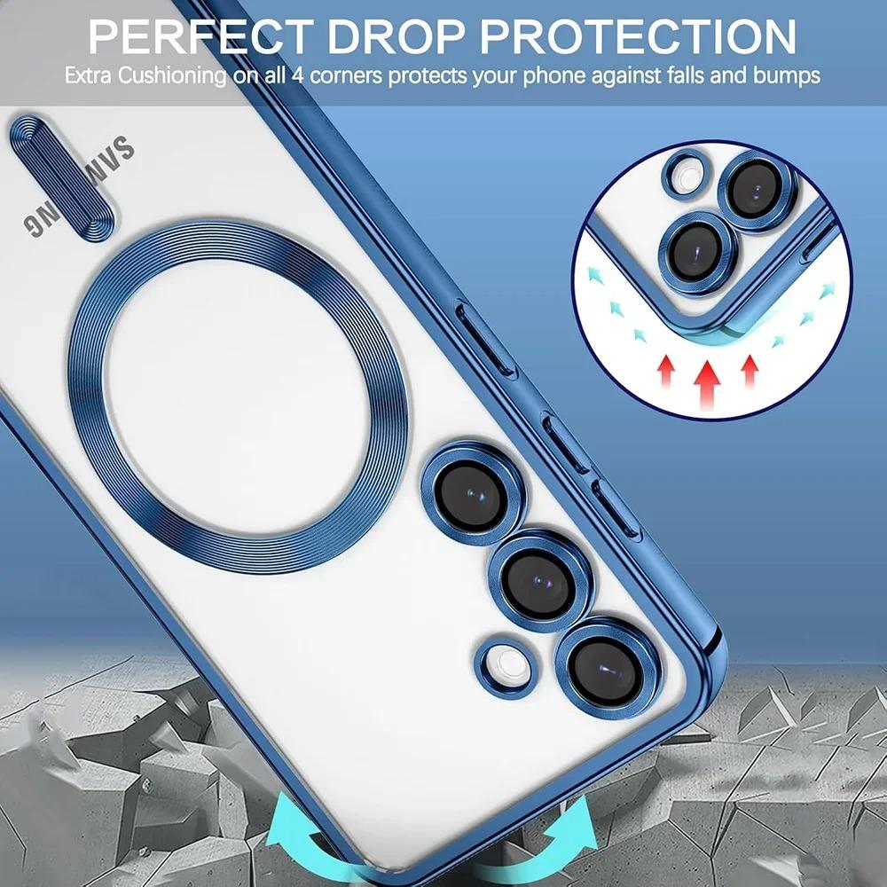 Luxury Plating For Magsafe Magnetic Case For Samsung Galaxy S25 S24 S23 Ultra Plus S 25 FE S25Ultra Silicone Clear Soft Cover