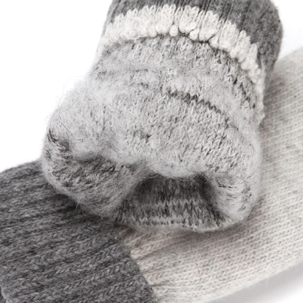 Cashmere-Like All Fingers Mittens Solid Color Fur Knitted Gloves Winter Gloves  Women Girl