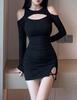 European & American Off-the-Shoulder Slimming Hollow-Out Dress