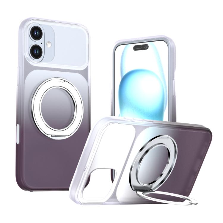 Phantom Skin Feel Gradient PC+TPU Phone Case With 360° Rotating Metal Holder, Magnetic Wireless Charging Shockproof Protective Cover