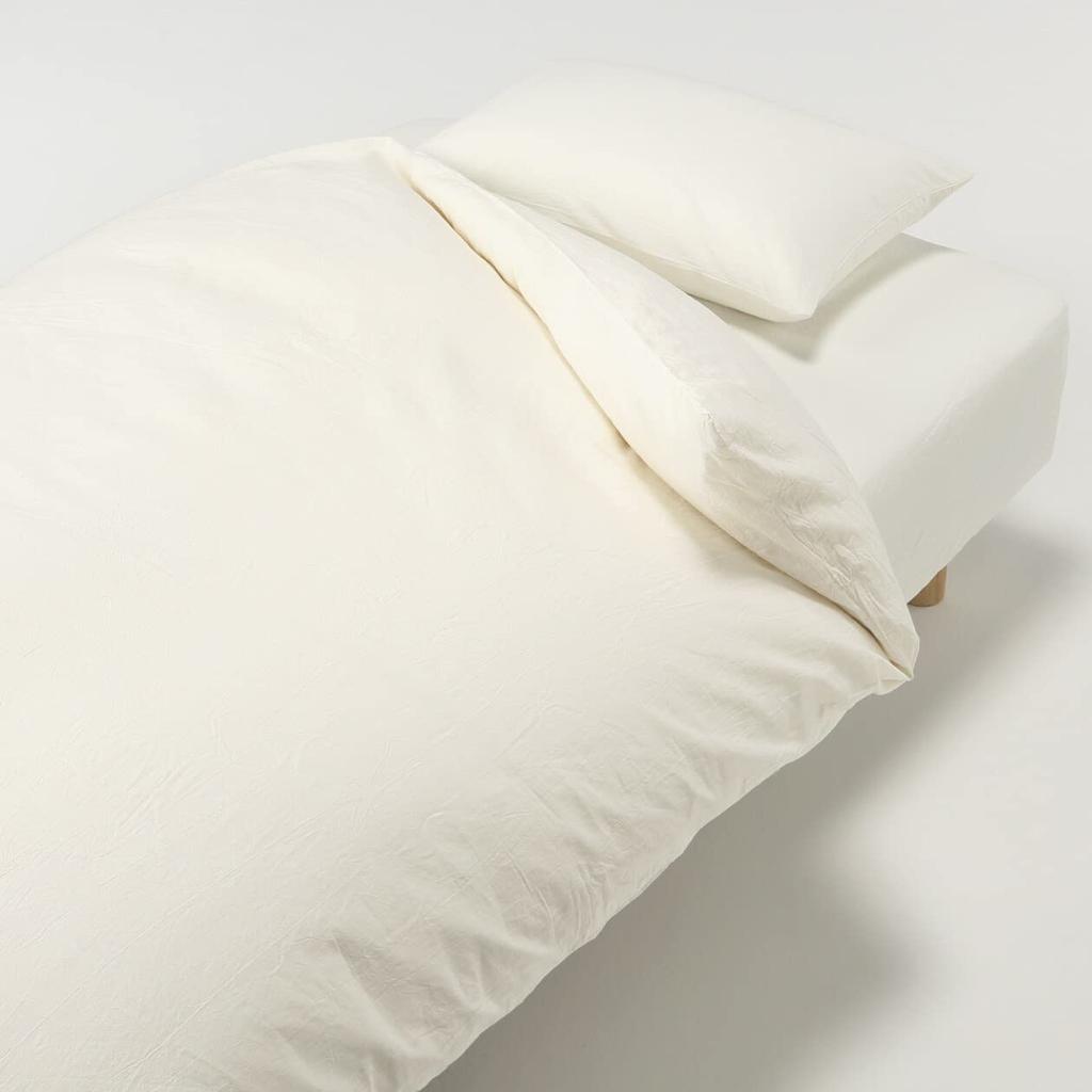 MUJI Washed Box Sheet for Thin Small 80 x 195 x 7 84853746 Mattresses, cm, Off-White,