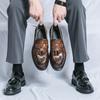 2025 New Block Business Casual Leather Shoes Men's Comfortable and Breathable Tassel One Pedal Loafers Men's Shoes
