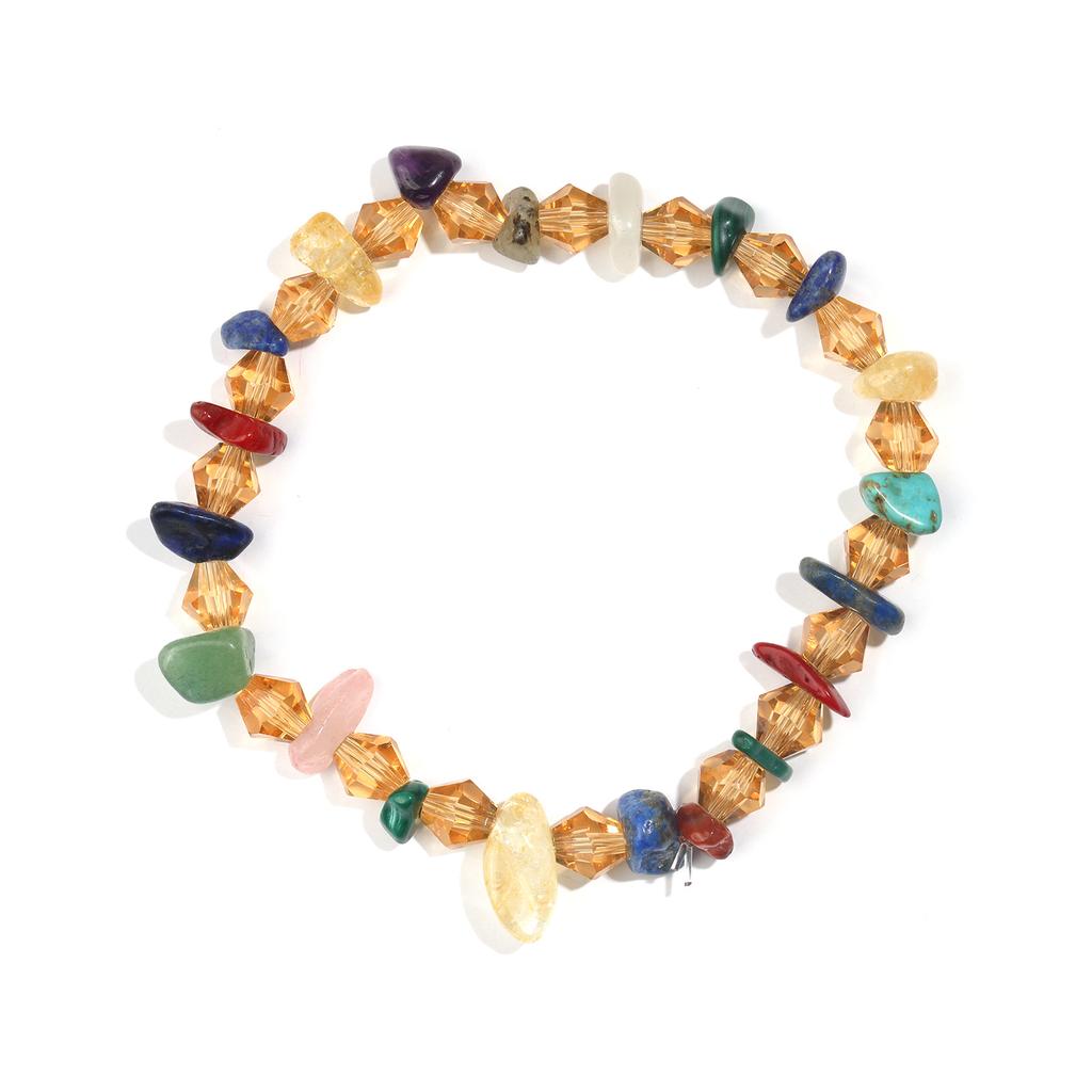 Natural stone gravel bracelet, natural crystal chalcedony beaded elastic rope bracelet, incentive gift, fluorite gravel bracelet.