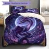 Purplemythicalcreature Pattern Bedding Quilt Set Quilt Cover Pillowcase Home Decoration Birthday Gift (1 * duvet cover + 2 * pillowcase, without core)