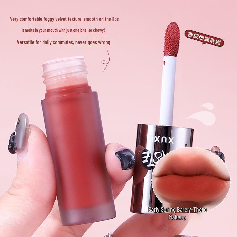 XUXU Air Feel Matte Velvet Lip Glaze – Nude Finish Whitening Lipstick for Student Parties