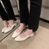 Sheepskin version~ Square head lambskin pleated bag head thick heel slippers women's half drag wear cool slippers