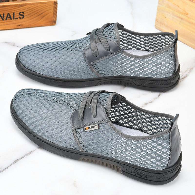 2025 summer new men's net shoes light breathable hollow mesh shoes soft sole non-slip light casual shoes men's sandals
