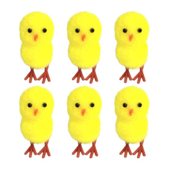 Mini Easter Fluffy Chicks 1.18" Soft Plush Chick Figurines Cute Yellow Small Chenille Chicks for Easter Party Supplies