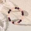 Rose Quartz Dark Red Garnet Beaded Bracelet with Decorative Spacers Elegant Fashion Jewelry for Women Daily Wear Gift