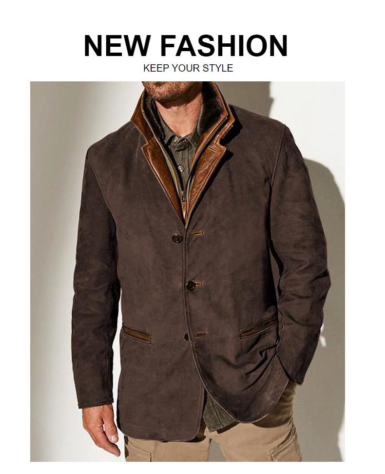 Spring/Autumn Men's Retro Patchwork Jacket - European/American Style Casual Lapel Coat