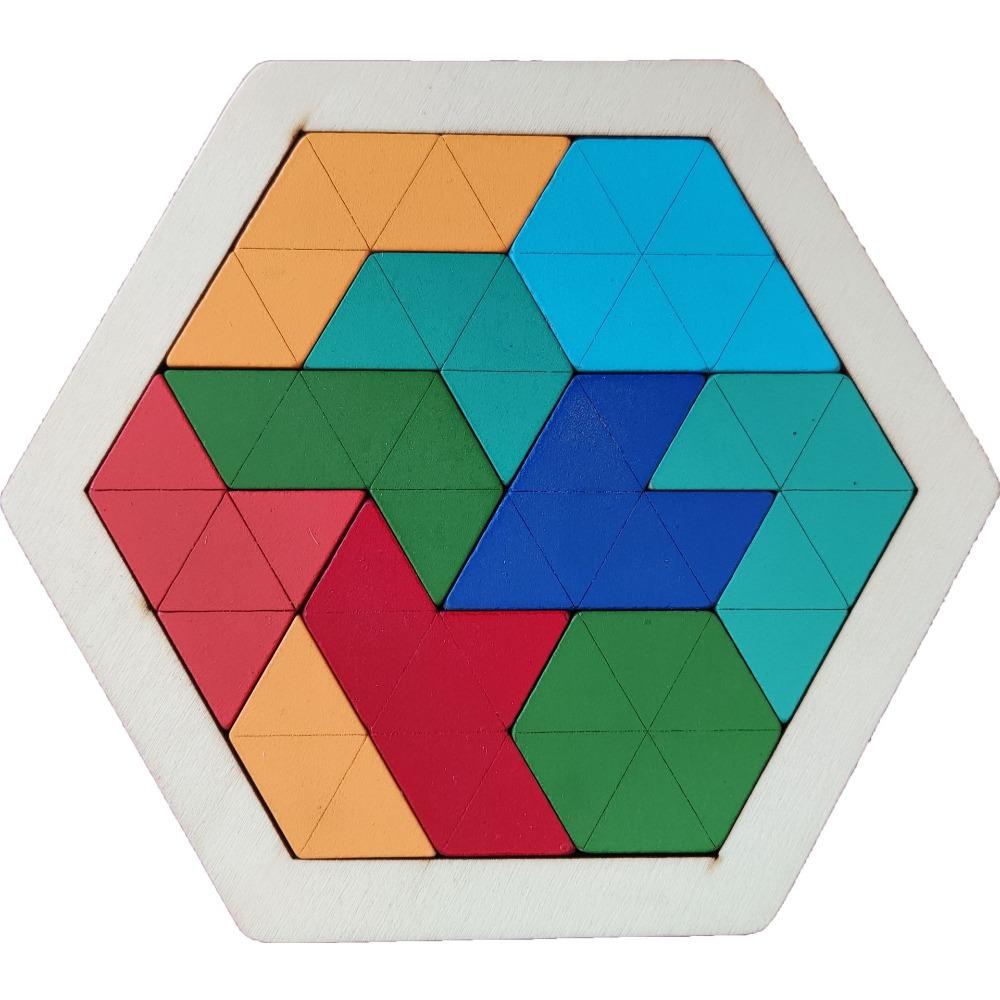 Wooden Hexagonal Puzzle Puzzle Honeycomb Puzzle Kindergarten Baby Children Building Block Tangram Toy