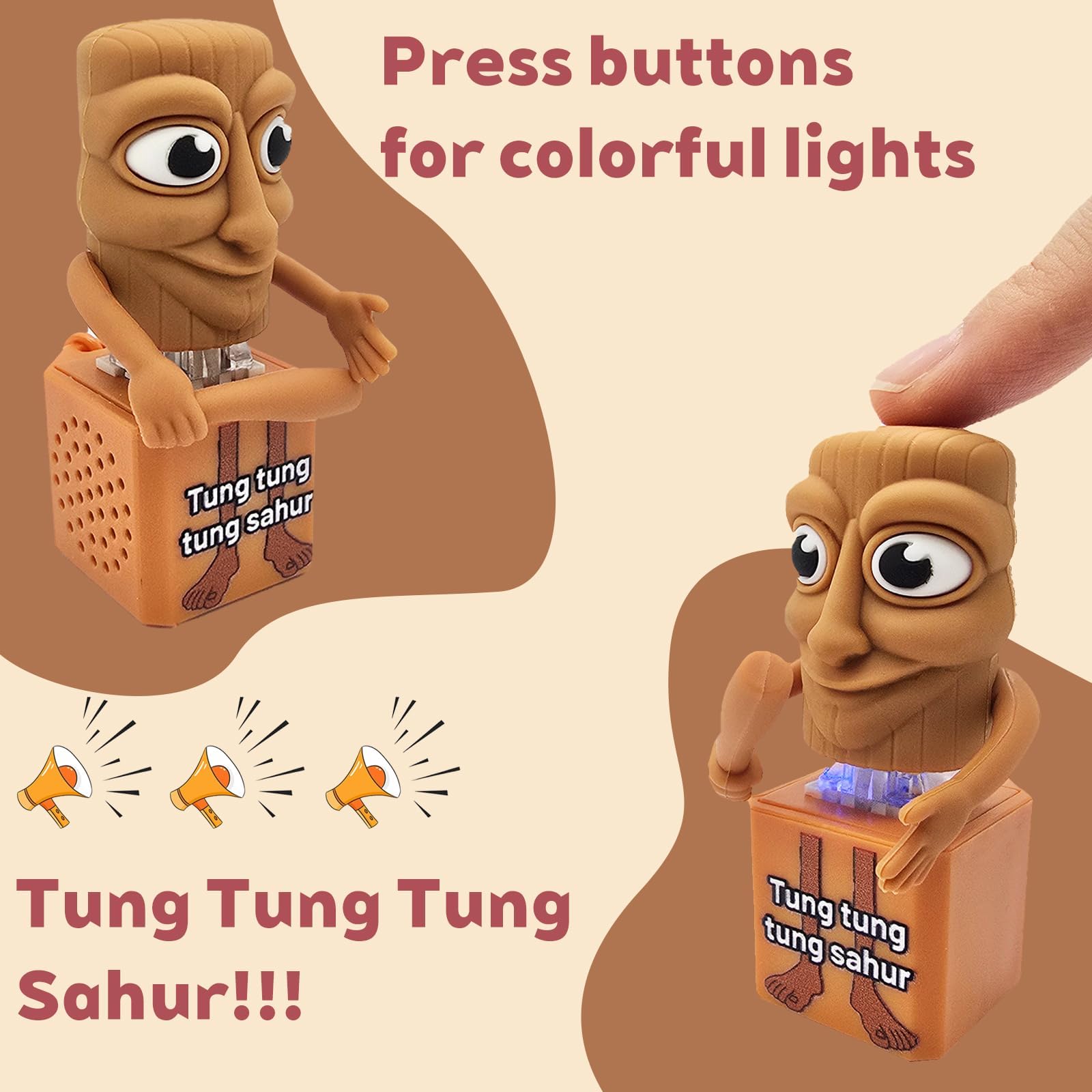 Car Beautiful Stickers Light Tung Tung Tung Sahur Fidget Keyboard Clicker Keychain Stress Toy Anxiety Easing Toy With Sound And Stress Easing Toy