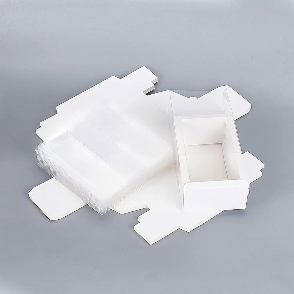 12sets Drawer Kraft Paper Box Festival Gift Wrapping Boxes Gift Packaging Boxes for Jewelry Wedding Party with PVC Plastic Windows White