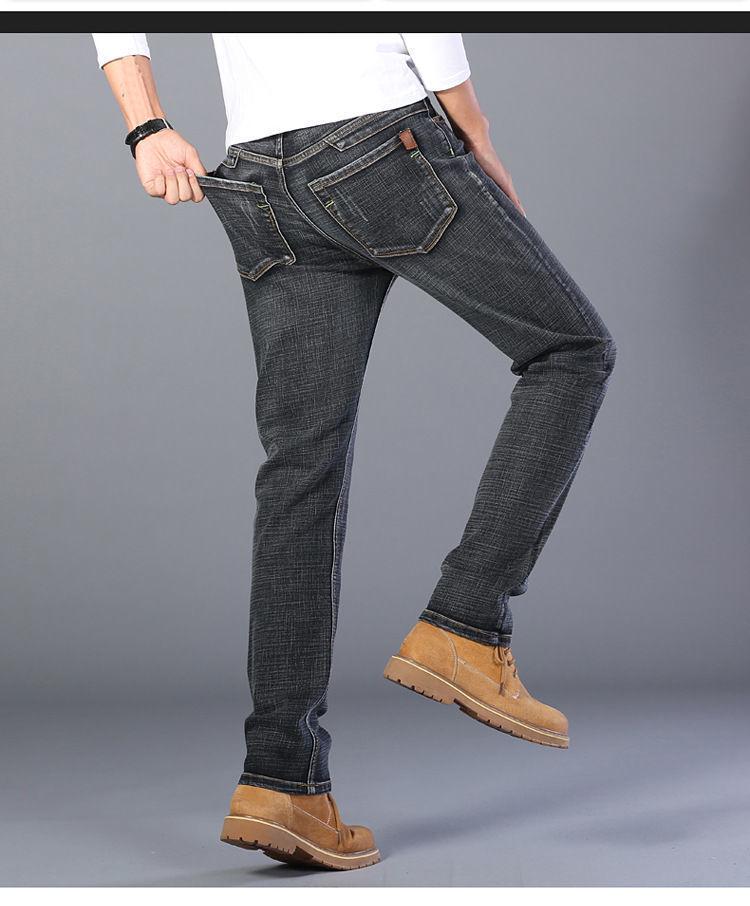 Men's Spring Straight-Leg Jeans - 500g Stretch, Loose Fit, High Waist, Youth Business Casual Style