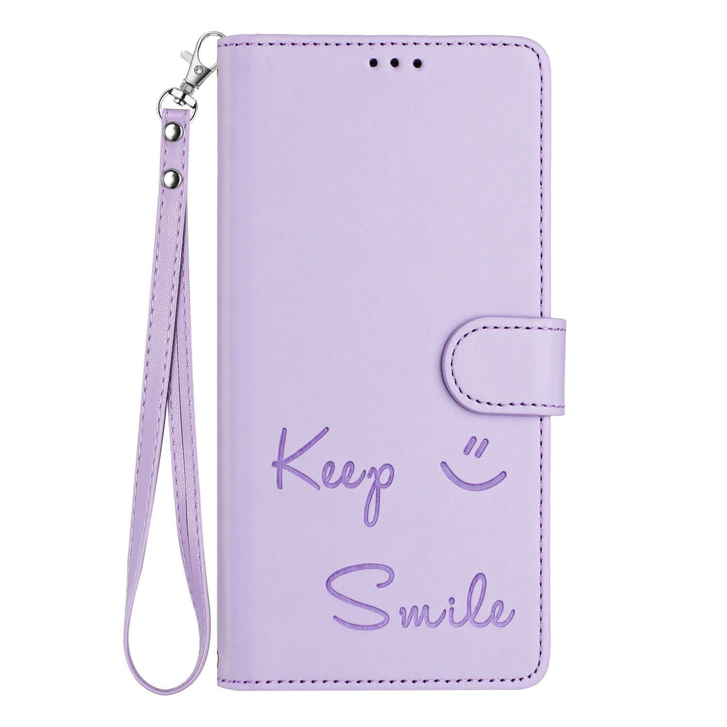 

Leather Wallet Flip Case For XiaoMi Poco F8 F7 F6 F5 F3 Ultra Pro 5G Keep Smile Embossed Design with Wrist Strap XiaoMi Poco F3 світло-фіолетового кольору
