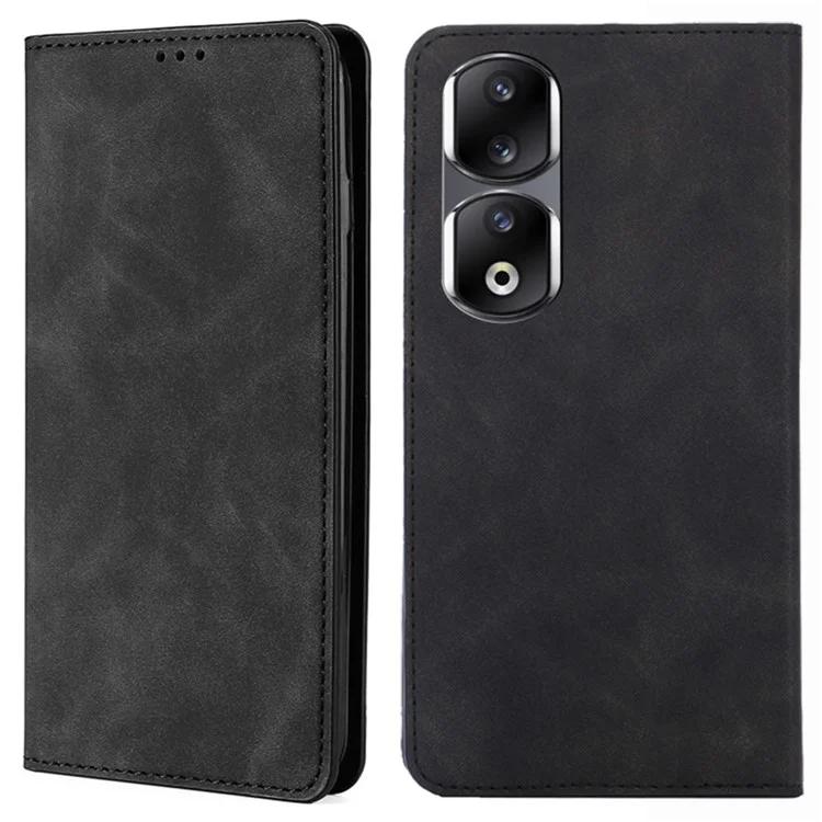 

For Honor 90 Pro Shockproof Phone Cover Skin-touch PU Leather Case Stand Card Slot Phone Shell