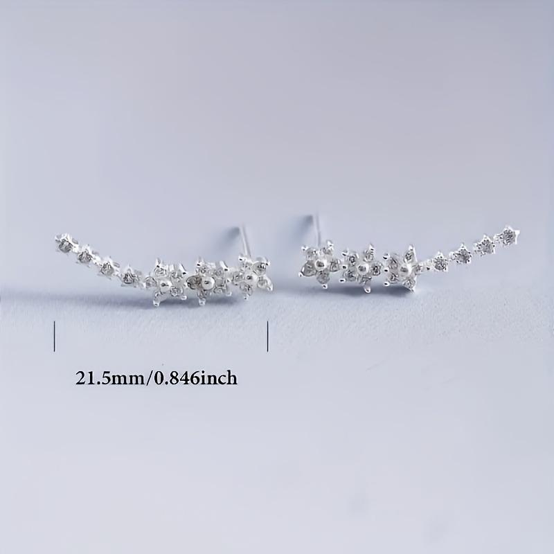 Flowers Ear Climbers Stud Earrings for Women Small Trend Flower Cuff Crawler Earrings for Bride Plated White Cubic Zirconia Stud Earrings Wedding