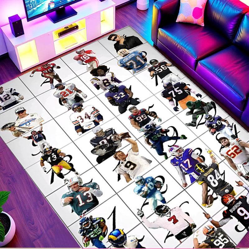 NFL Print Rug, Washable Floor Carpet, For Entryway Dorm Laundry Room Office Study, Home Decor Birthday Christmas Gift