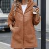 2025 New Style, Women's Clothing, Autumn/winter Cardigan, Hooded, Mid Length, Zipper, Loose Plush Jacket, Winter Thick Jacket