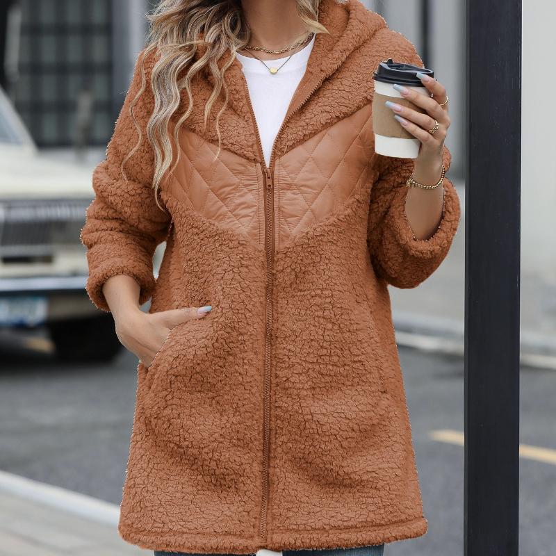 2025 New Style, Women's Clothing, Autumn/winter Cardigan, Hooded, Mid Length, Zipper, Loose Plush Jacket, Winter Thick Jacket