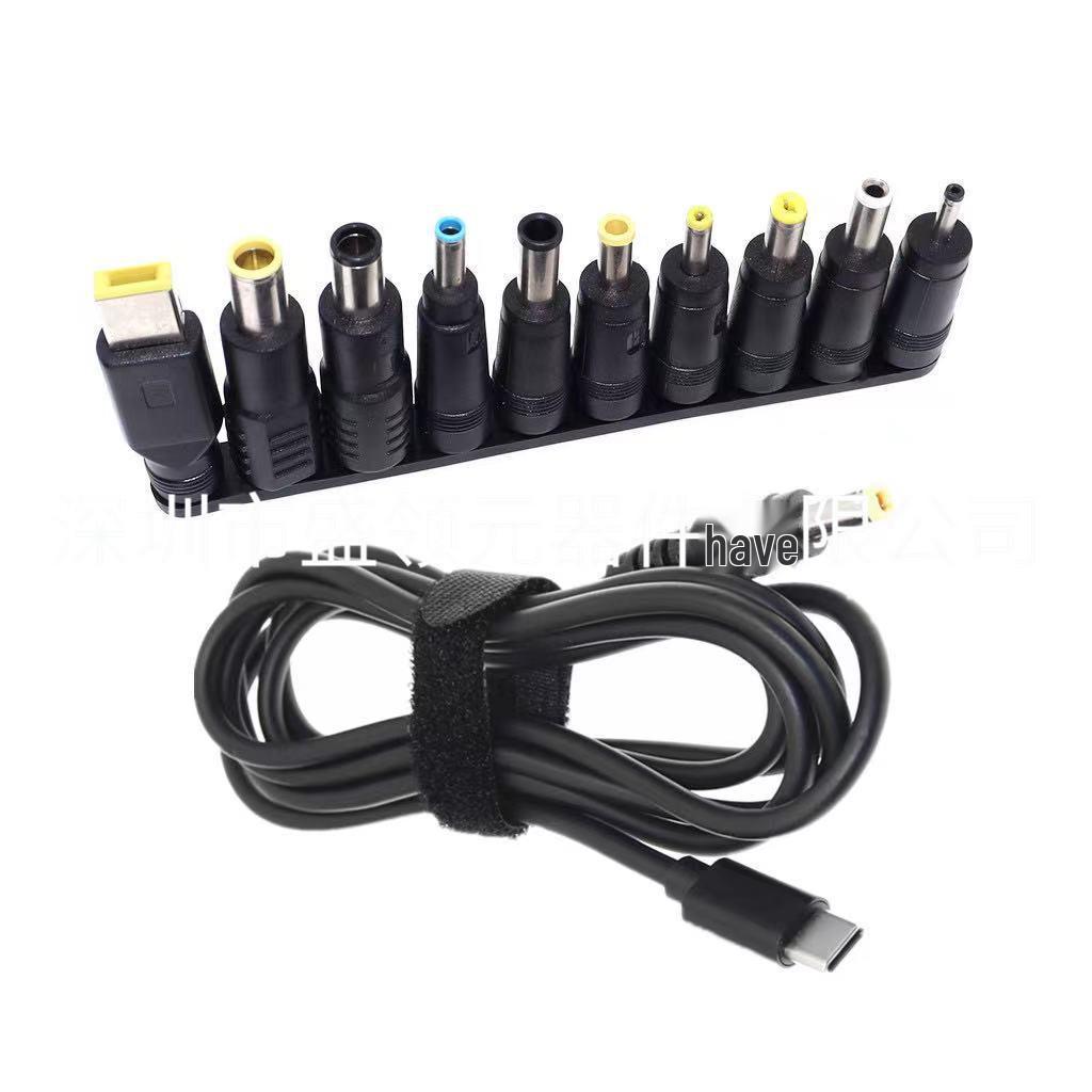 10-Piece Laptop Power Adapter Set with PD65W Charging Cable
