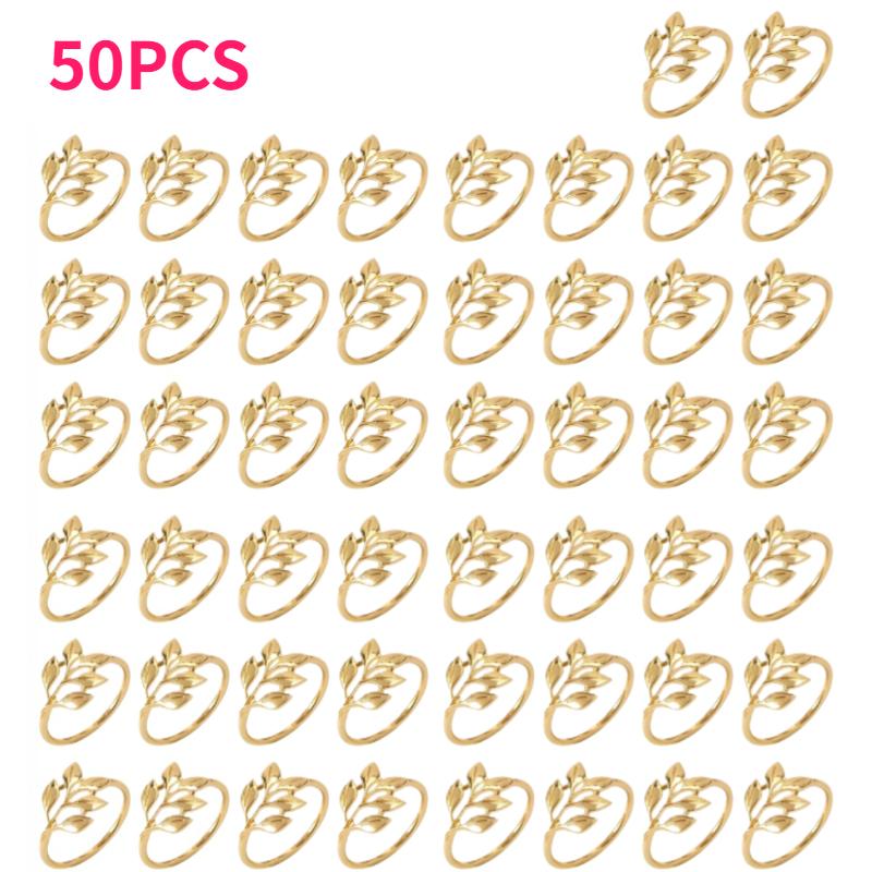 50Pcs Elegant Golden Napkin Rings Zinc Alloy Heat & Cold Resistant Smooth Edges for Wedding Parties & Events Event Napkin Holder