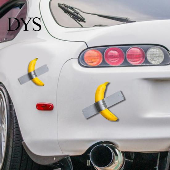 Banane Selbstklebendes Stickerband Dekorativ für Auto, Lustiger Gelber Realistischer Fruchtsticker, Auto Karosserie Kratzer Abdeckung Dekoration Aufkleber