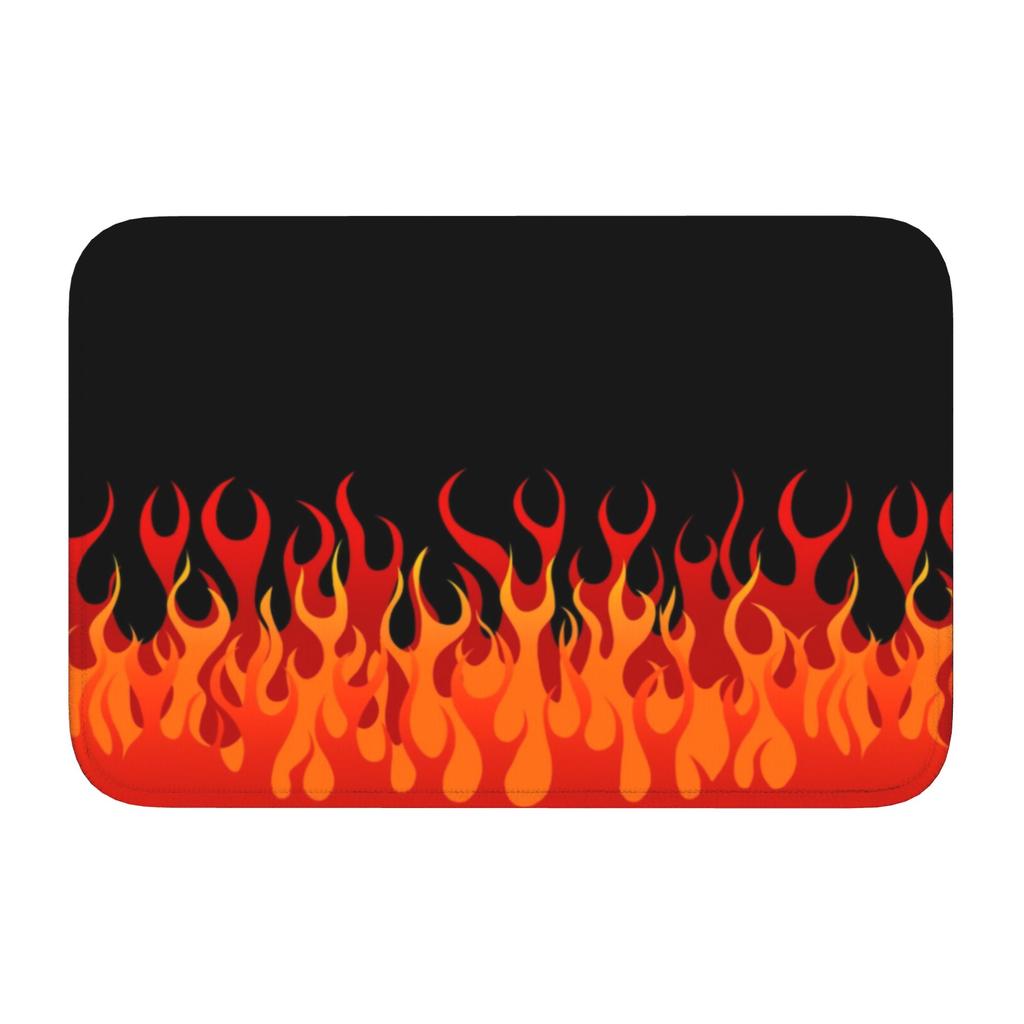 Custom Big Fire Orange Flames Doormat Anti-Slip Entrance Kitchen Bathroom Floor Door Mat Vintage Burning Flame Garden Carpet Rug