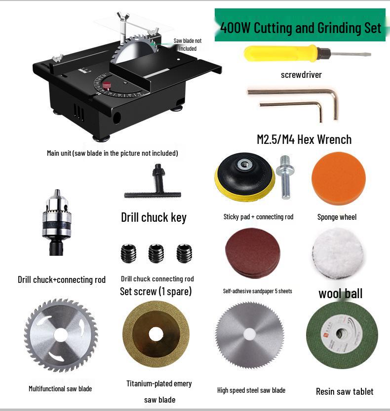400W Portable Mini Table Saw for Woodworking - Compact Sliding Electric Saw