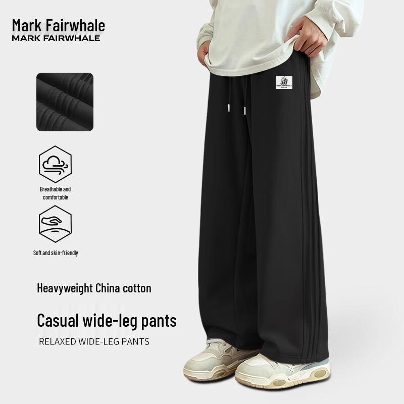 Mark Fairwhale Men's Loose Fit Side-Pleated Wide-Leg Casual Pants