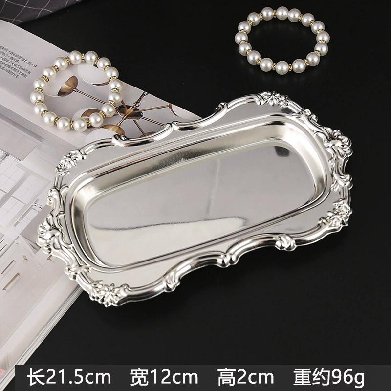Nordic Dried Fruit Plate Silver Metal Snacks Tray for Wedding Gifts Cake Dessert Cake Pan for Party Birthday Party