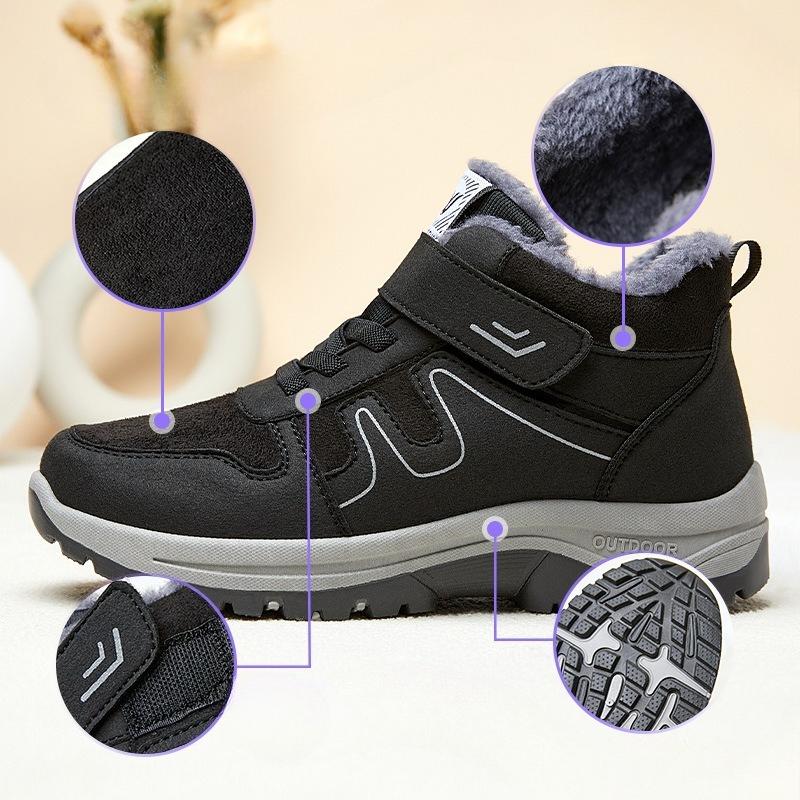Cotton Shoes, Oversized Snow Boots, Fleece and Thickened Cotton Boots, Walking Shoes, Velcro Women's Boots