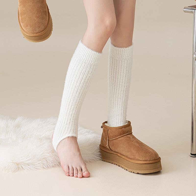 Japanese Style Long High Quality Warm Fuzzy Thick Socks Winter Women Leg Warmers Fashion Plain New Trend Knee High Woman Socks