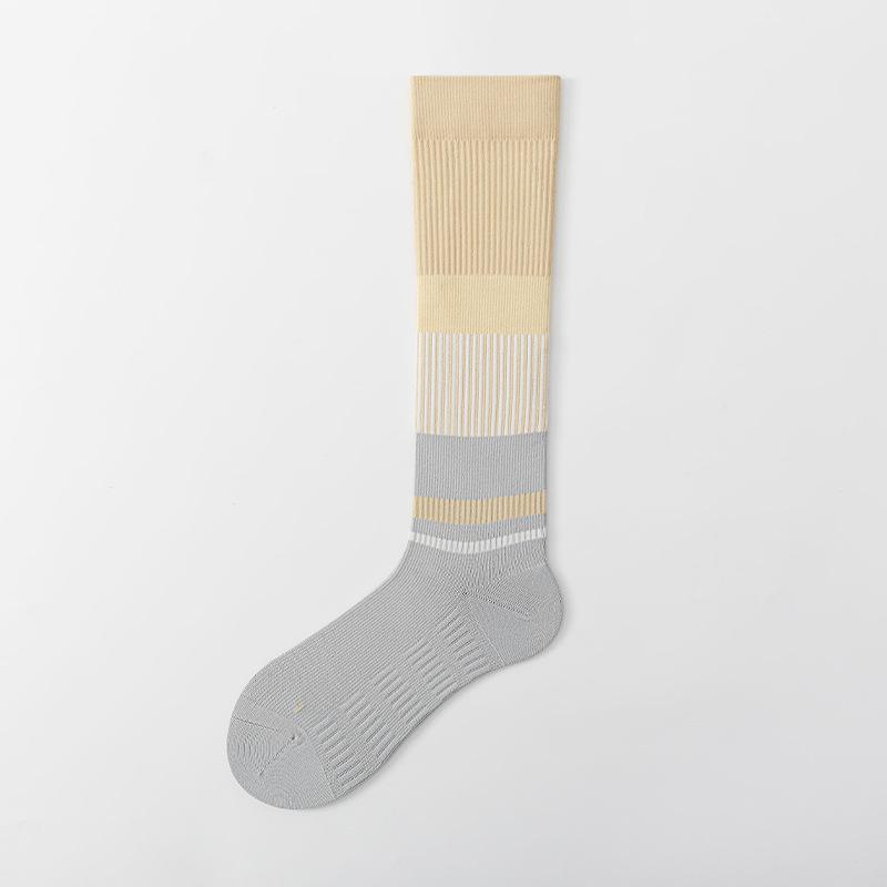 Spring and Autumn Sports Running Socks for Women, Summer Trendy Color-blocking Slightly Pressed Calf Socks