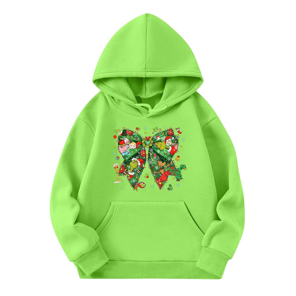Child Fashion Lightweight Long Sleeve Pullover With Pockets  Print Hoodie