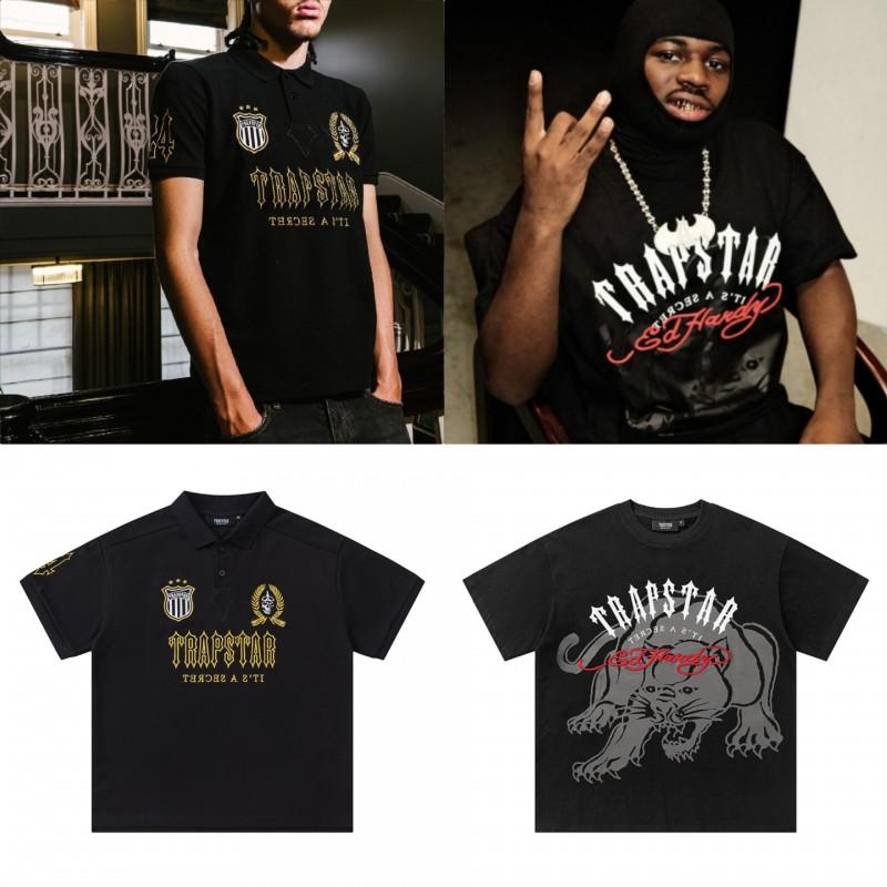 Mens Oversized Streetwear Polo Shirt With Embroidered - Retro Urban Casual Tee
