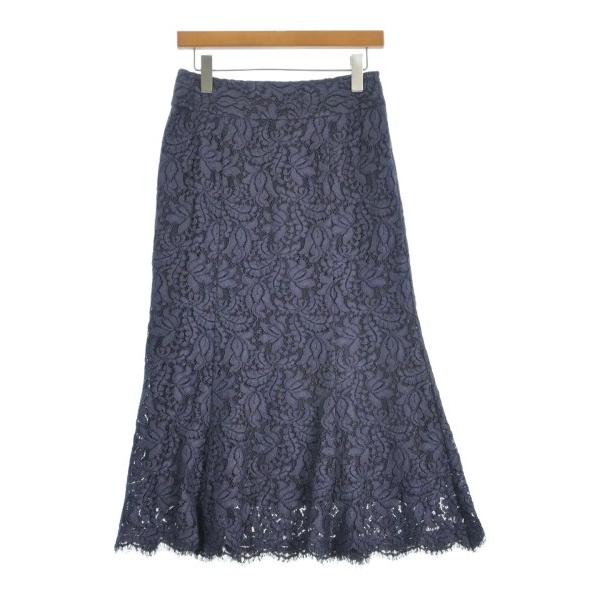 IENA Knee Length Skirt Women s 38 (M) Navy (Flower Pattern) [Used] [Secondhand Clothes]