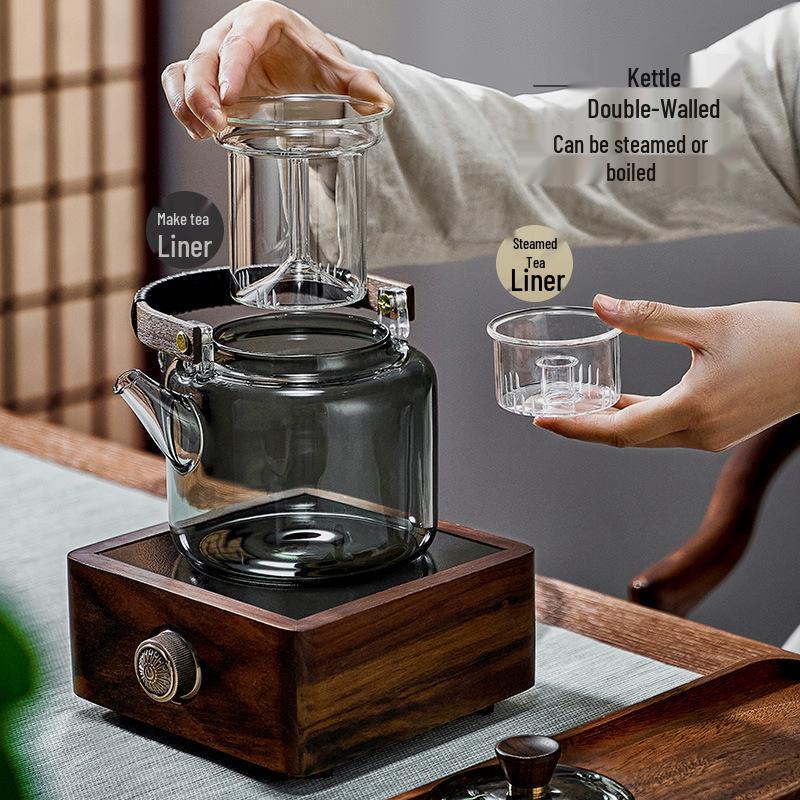 High-Temperature Resistant Glass Tea Kettle with Handle, Compatible with Induction Cookers for Brewing and Boiling Water