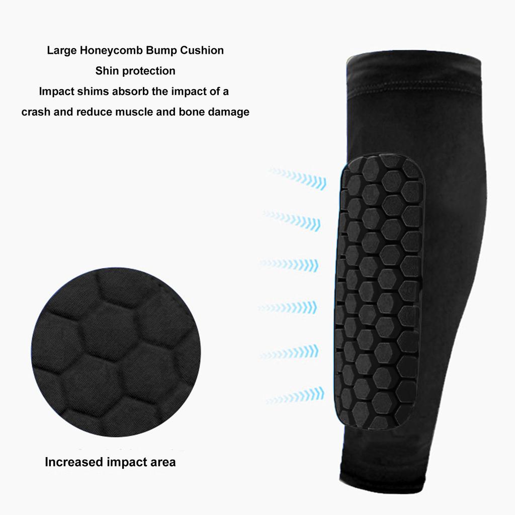 2PCS Soccer Leg Sleeves for Adults Anti Slip Breathable Calf Compression Sleeve Shin Guard Sleeve with Honeycomb Pad for Baseball Basketball Black M