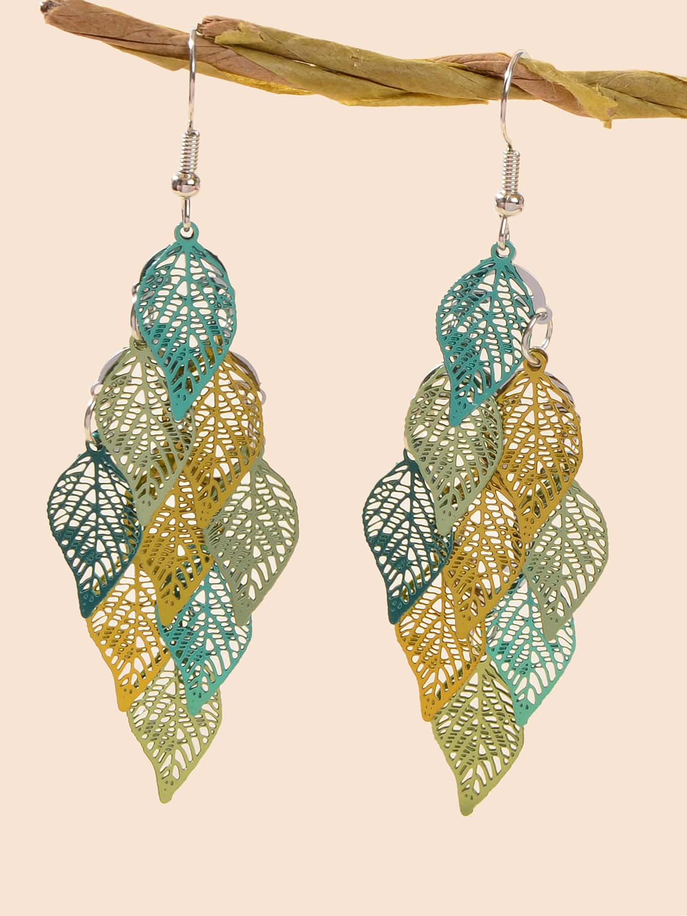 

2шт Простые серьги-гвоздики в форме зеленого листа