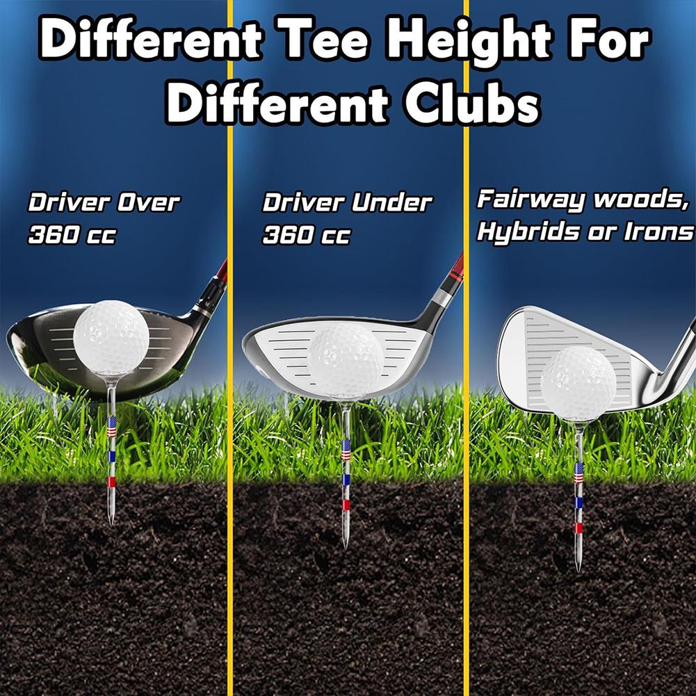 10PCS Golf Tees Reduces Friction and Side Spin 3-1/4 Inch Plastic Golf Tees USA American Flag Golf Plastic Tees Gifts for Men