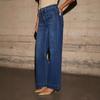 Women's Europe and The United States High-Waisted Jeans Women's Wide-Leg Retro Temperament Straight Pants