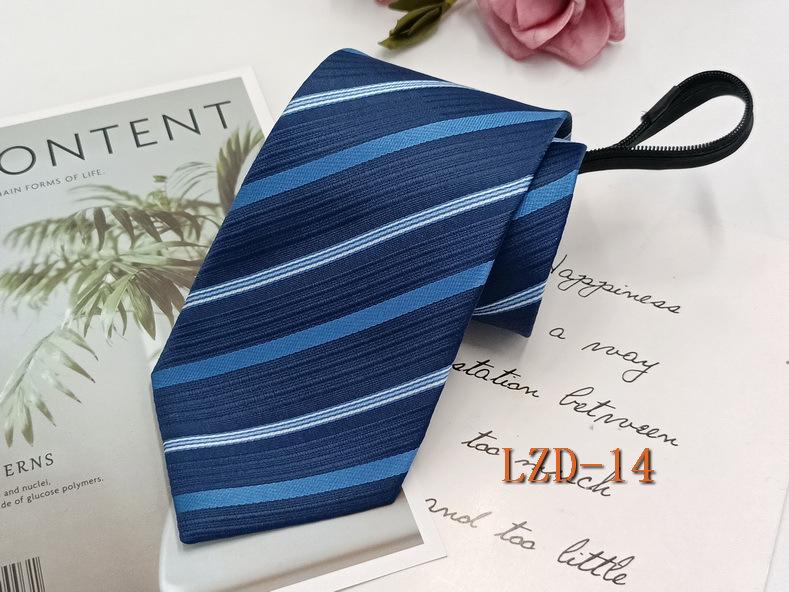 Men's Easy-Pull Knot-Free 8cm Striped Black Zipper Tie