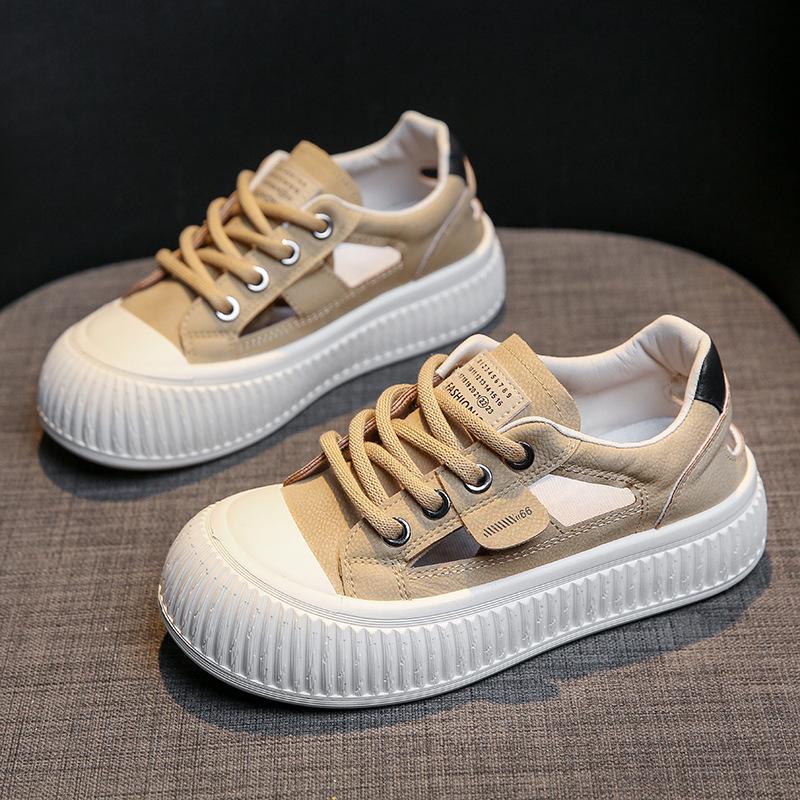 

Наступая на дерьмо, сандалии на толстой подошве женские 2025 новые летние удобные туфли с закрытым носком, белые туфли на плоской подошве, спортивная обувь, кеды 40 хаки