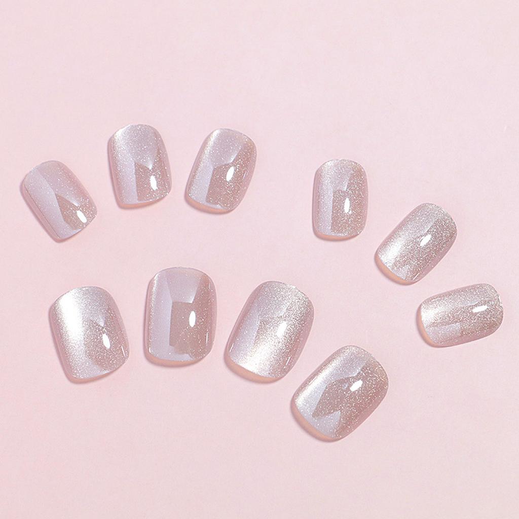 24pcs False Nail Short Round Press On Nail Full Cover Stick On Nail Manicure Decoration For Fashion Nail Art Lover